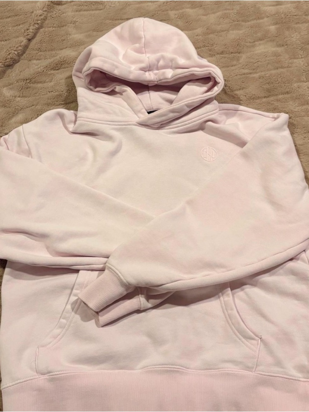 NINTH HALL Light Pink Pullover Hoodie with Subtle Embroidered Logo